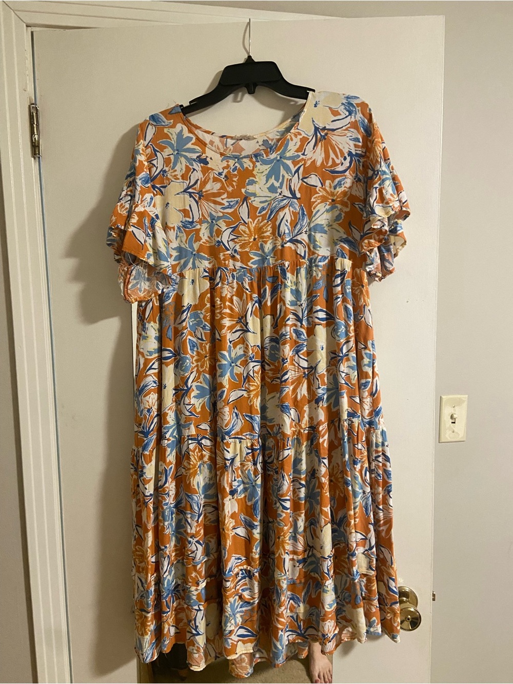 easel Orange, Blue & Cream Floral Maxi Dress